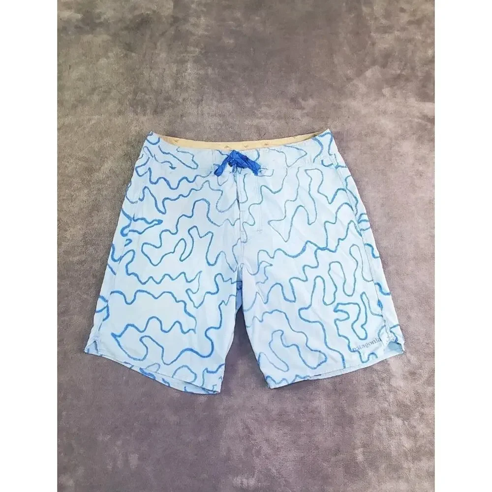 Patagonia Board Shorts Mens Sz M-L Blue Stretch Swim Trunks Surf Quick Dry Beach